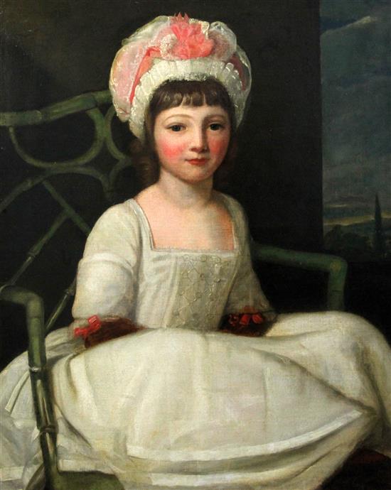English School Portrait of a young lady from the Courtenay Family, 29 x 24in.
